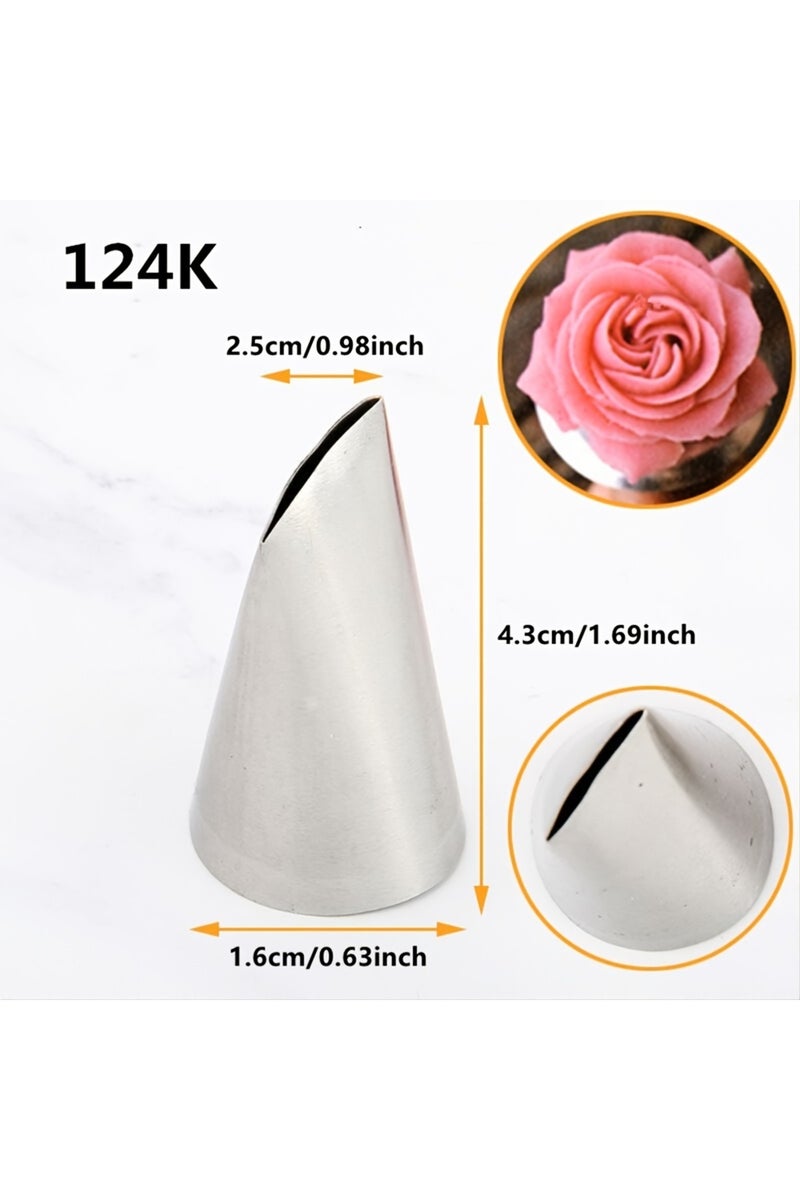 إيروريكس مجموعة من 3 فوهات تزيين الكيك، مصنوعة من الفولاذ المقاوم للصدأ، على شكل وردة لتزيين الكيك والبسكويت والحلويات... - Image 3