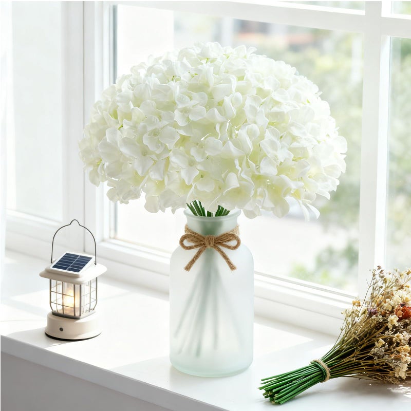 Cherica 65Pcs White Hydrangea Artificial Flowers Bulkï¼ŒRealistic Silk Fake Flowers with Stemsï¼ŒFaux Hydrangea Flowers for Wedding Home Decor Centerpieces Living Room Garden Party Baby Shower Decoration - Image 2