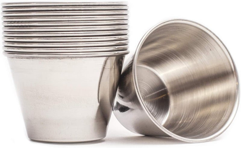 EHOMEA2Z Ramekins Stainless Steel Condiment Sauce Cups Metal Ramekins Commercial Grade Multifunctional Ideal for All Hot and Cold Sauces Individual Portion Cups 24 4 oz - Image 1