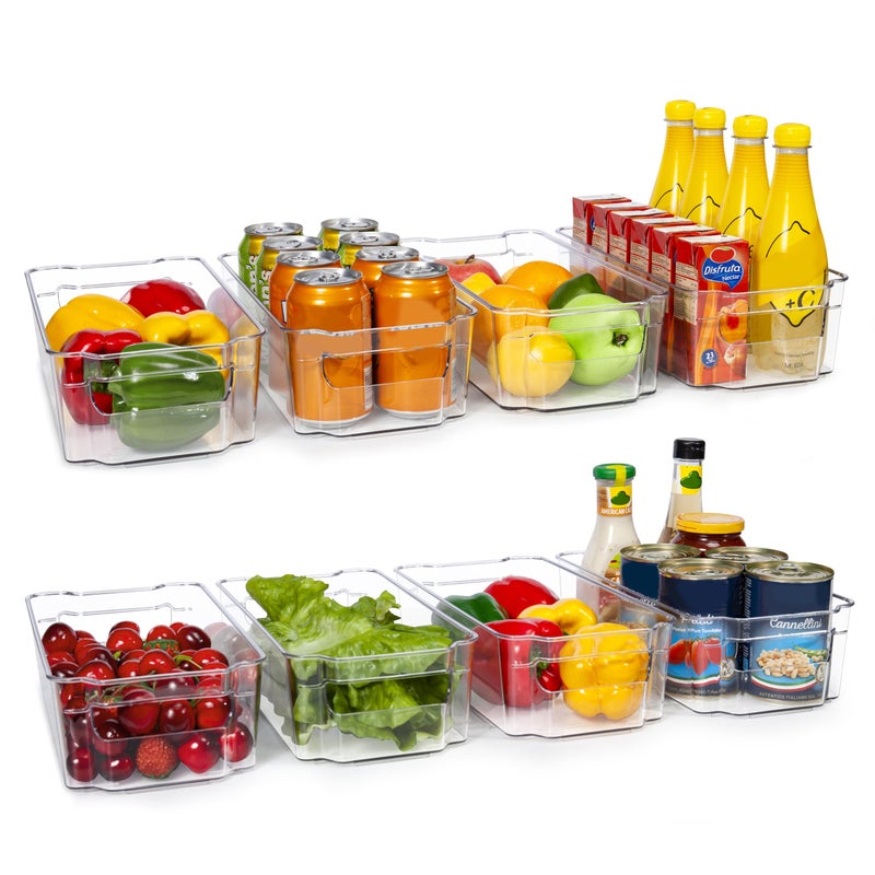 HOOJO HOOJO Refrigerator Organizers and Storage  8pcs Clear Plastic Bins For Fridge Freezer Kitchen Cabinet Pantry Organization BPA Free Fridge Organizer 125 Long Clear 