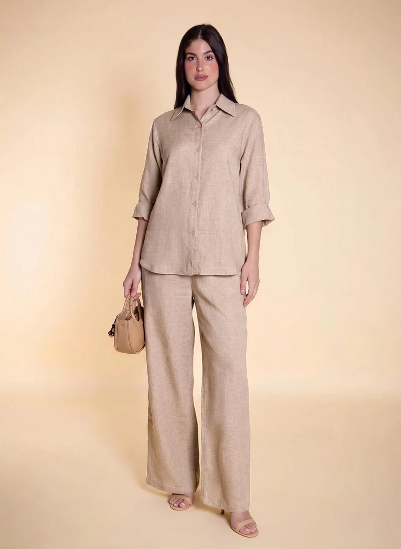 LINEN BLEND SHIRT SET