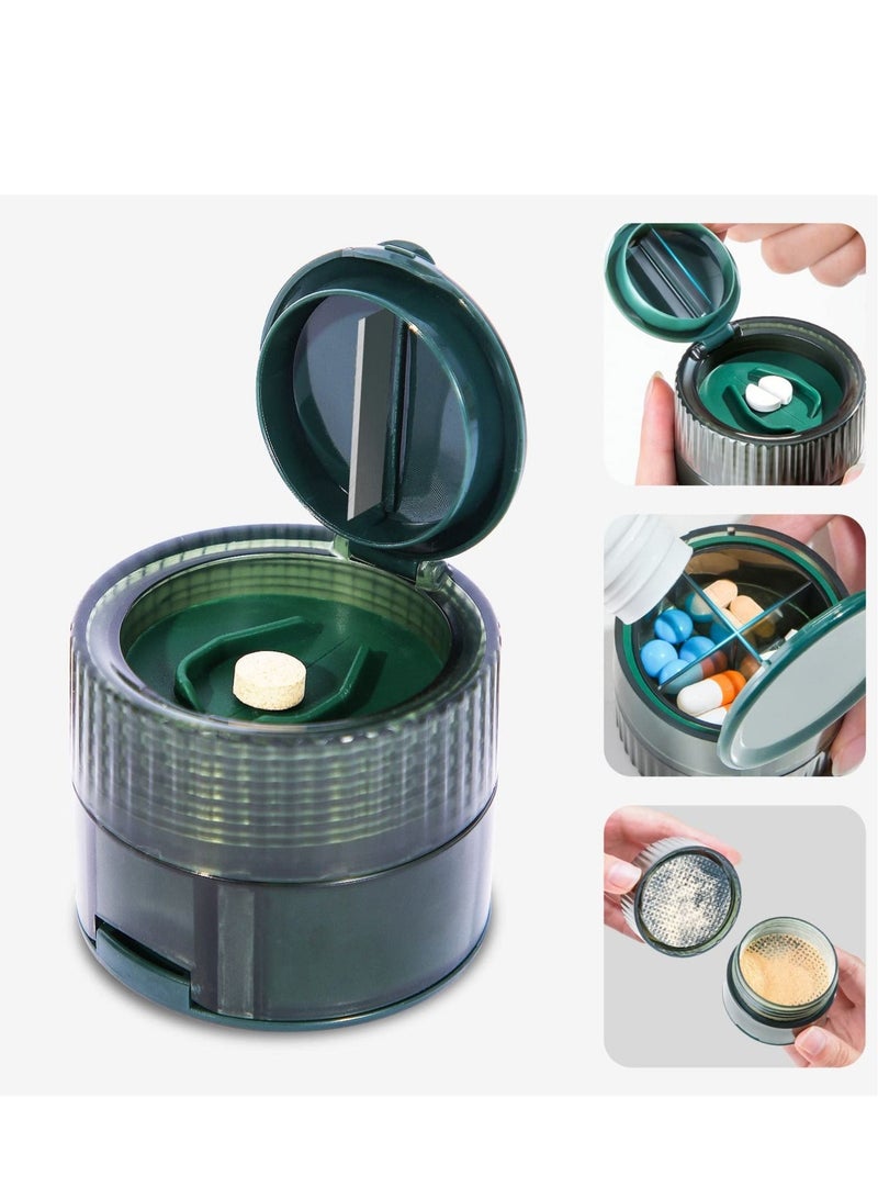 الأزرق جي دبليو Pill Cutter and Crusher, Splitter for Small or Large Pills, Cuts Vitamins Tablets, Portable Pretty Crusher Purse Pocket(Dark Green) - Image 1