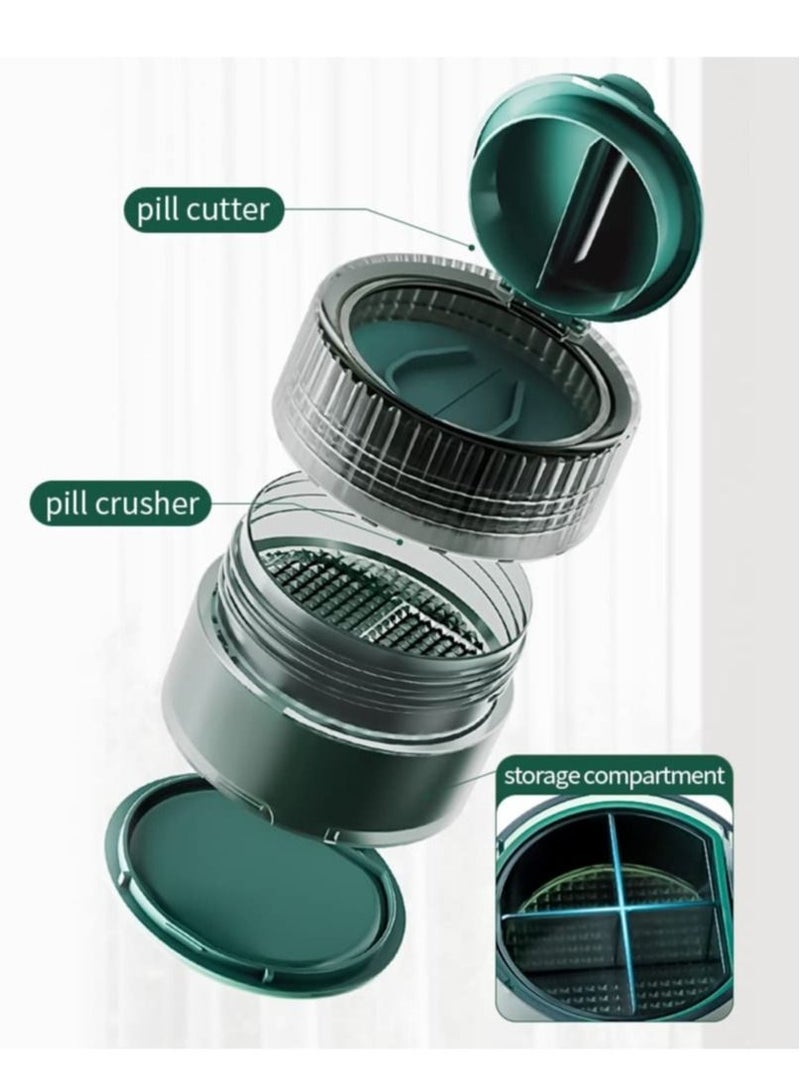 الأزرق جي دبليو Pill Cutter and Crusher, Splitter for Small or Large Pills, Cuts Vitamins Tablets, Portable Pretty Crusher Purse Pocket(Dark Green) - Image 2