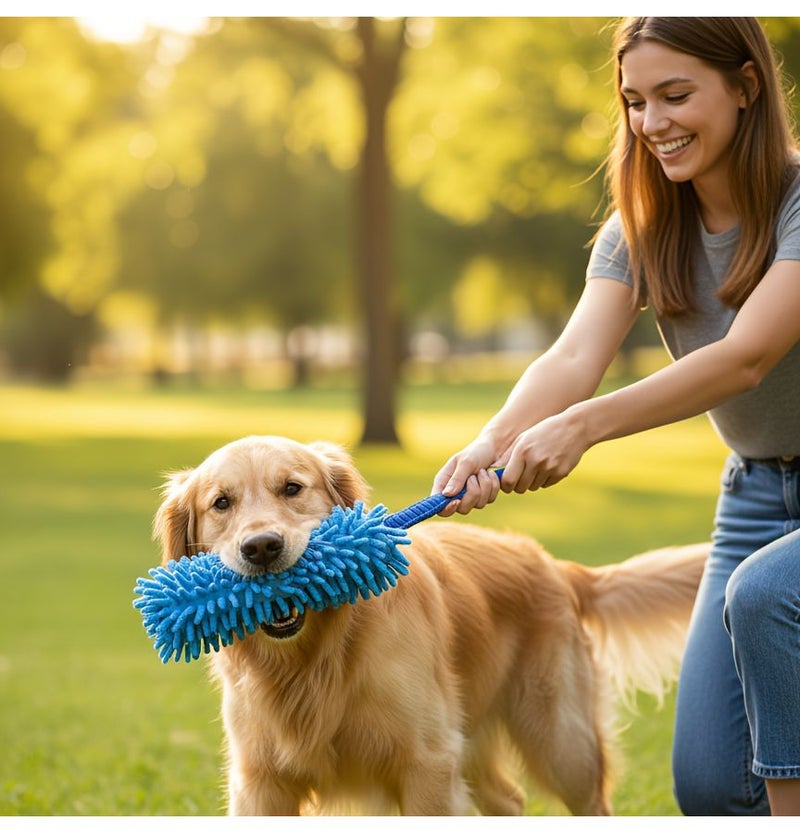 2pcs Pink Squeaky Tug of War Dog Toy Tear Resistant Rope Plush Teething Chewing Interactive Toy for Canine - Image 4