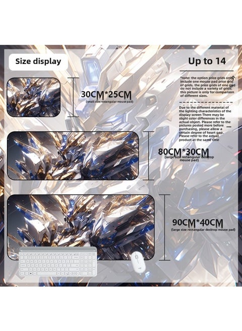 Mouse Pad Oversized Gundam Computer Keyboard Pad Cartoon Game Mouse Pad Boys E-sports Computer Thickened Desk Pad-Color:800*300*2mm-Pattern:Up To 14