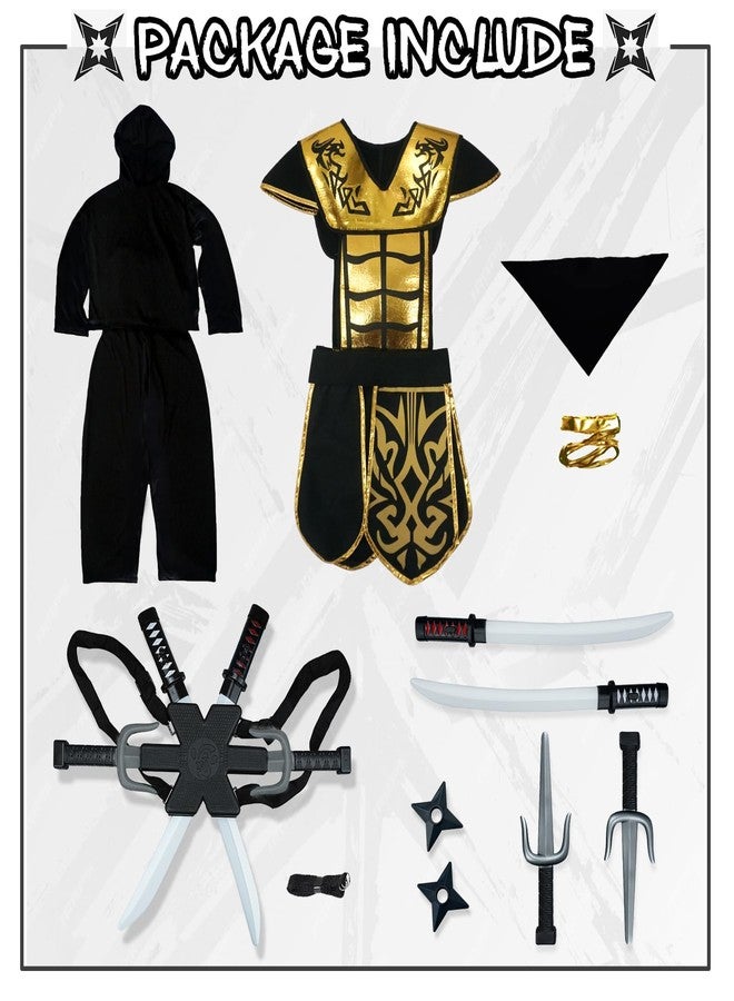 digi Kids Halloween Ninja Costume for Boys,Golden Ninja Costume Set with Toys,Halloween Costumes for Kids 4-12T - Image 4
