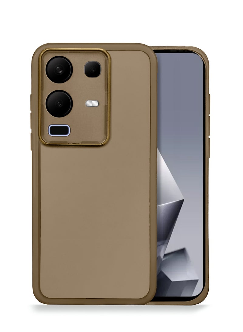 Wtech Infinix Note 50x 5G 2025 Soft Transparent TPU Camera Protection Silicone Ultra Thin Phone Stylish Electroplated Camera Border Back Case Cover - Brown - Image 1