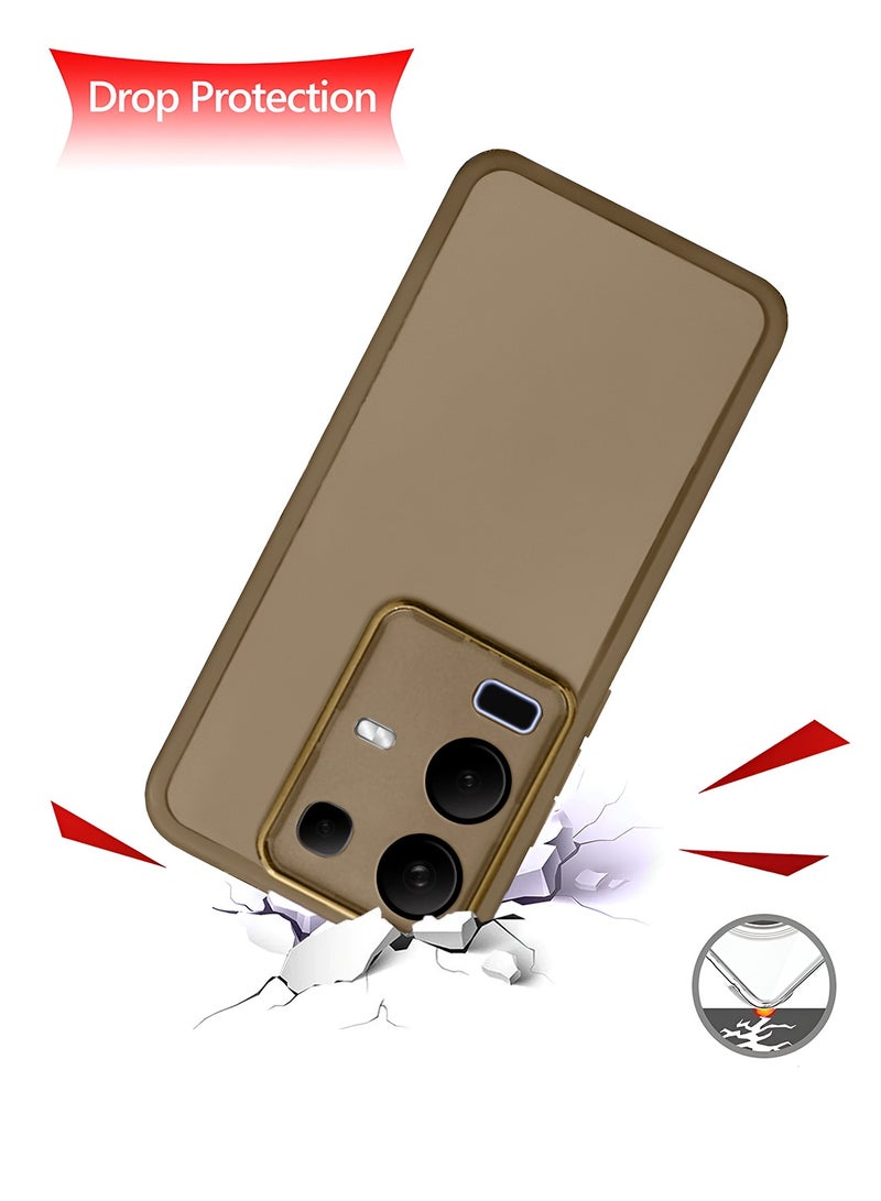 Wtech Infinix Note 50x 5G 2025 Soft Transparent TPU Camera Protection Silicone Ultra Thin Phone Stylish Electroplated Camera Border Back Case Cover - Brown - Image 3