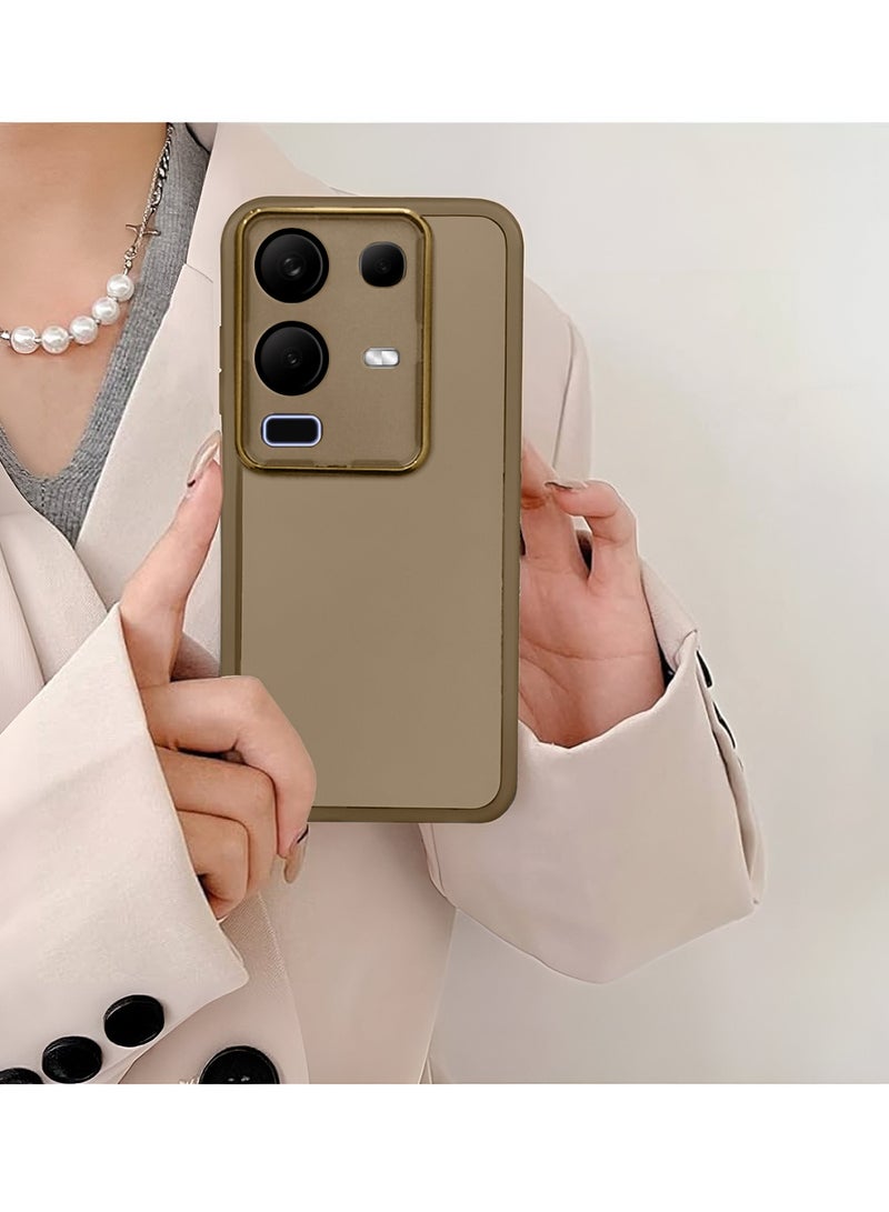 Wtech Infinix Note 50x 5G 2025 Soft Transparent TPU Camera Protection Silicone Ultra Thin Phone Stylish Electroplated Camera Border Back Case Cover - Brown - Image 4