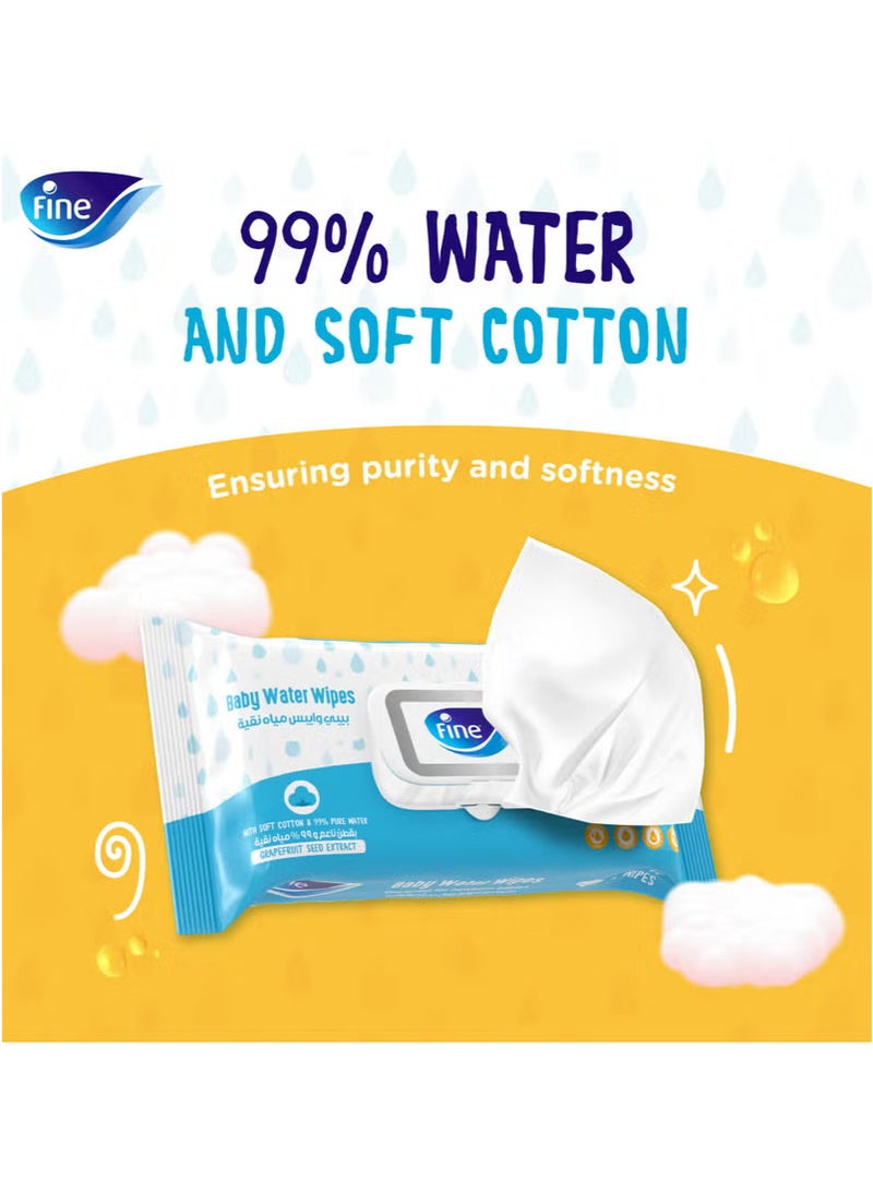 Fine Baby Wipes Wet 72 Sheet Water Wipes 99.9% (Pack of 24) - Image 2