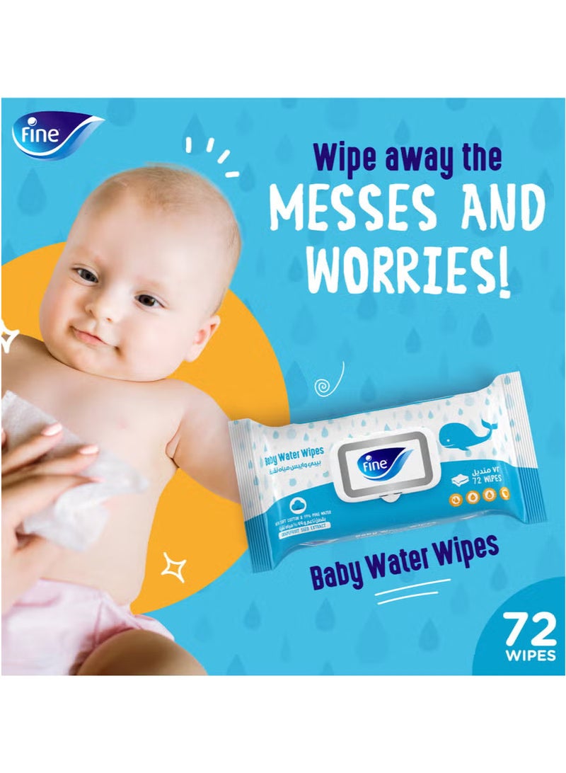Fine Baby Wipes Wet 72 Sheet Water Wipes 99.9% (Pack of 24) - Image 3