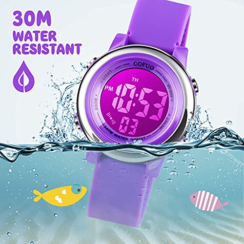 cofuo Kids Digital Sport Waterproof Watch for Girls Boys, Kid Sports Outdoor LED Electrical Watches with Luminous Alarm Stopwatch Child Wristwatch - Image 4