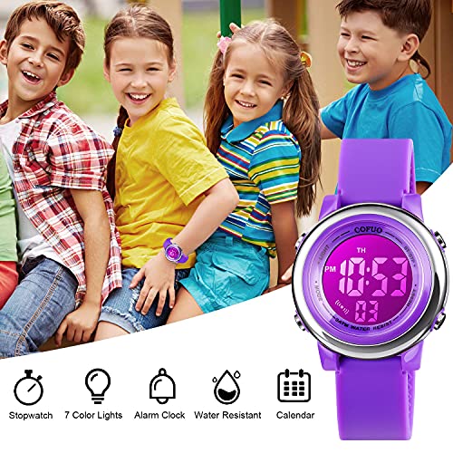 cofuo Kids Digital Sport Waterproof Watch for Girls Boys, Kid Sports Outdoor LED Electrical Watches with Luminous Alarm Stopwatch Child Wristwatch - Image 5