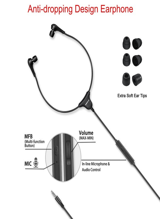 SIMOLIO Anti-Dropping Wired TV Earphone with Volume Control, Extra Long Cord Headphone with Mic for TV, PC, RCA & 3.5mm Cable Included, 14.9ft Extension Cable Earphone, Extra Soft Ear Tips, SM-901TV - Image 2