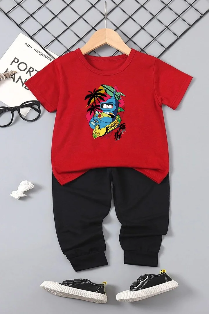 ONLYTRENDWEAR Kids Crazy Banana Bottom - Top Tracksuit Set 3-4 Years Old Red
