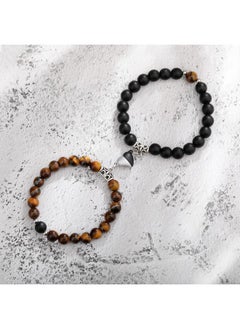 نيبمينينت Europe And The United States New Magnet Suction Tiger Eye Stone Frosted Lovers Natural Bracelet Set 