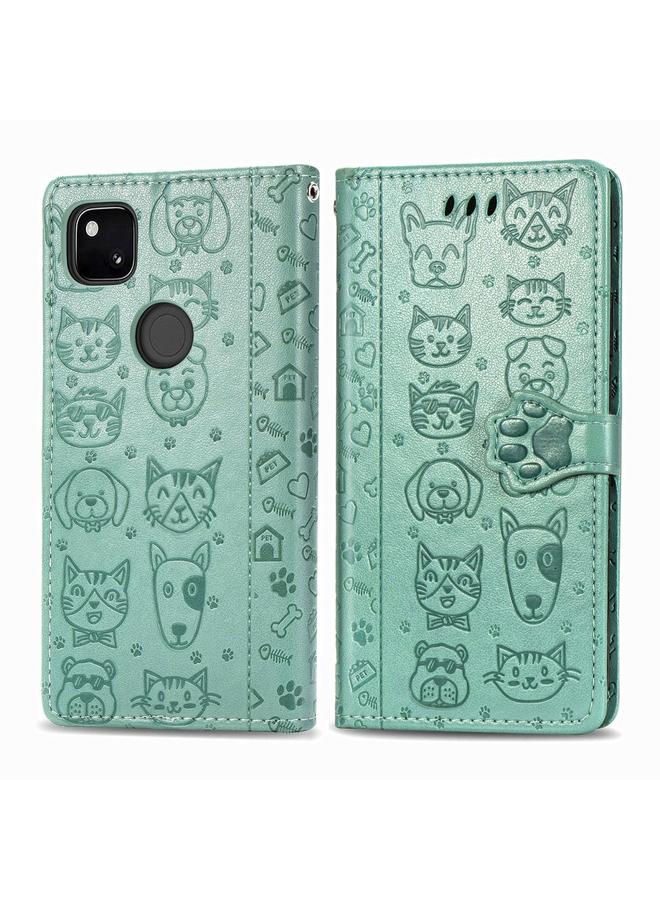 Zaboon Case For Google Pixel 4A Cute Cat and Dog Embossed Horizontal Flip Leather Case with Bracket / Card Slot / Wallet / Lanyard - Image 2