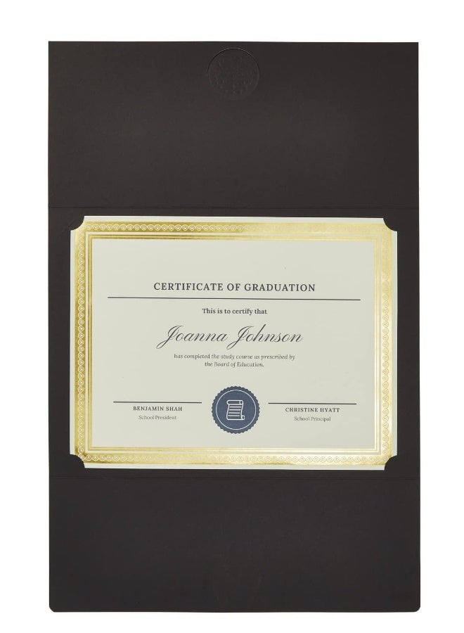 Generic 12 Pack Black Tri Fold Certificate Holders for 8.5  11 In Letter Size Documents Graduation Awards Folder, Diploma Cover 13 x 9 In  - Image 5