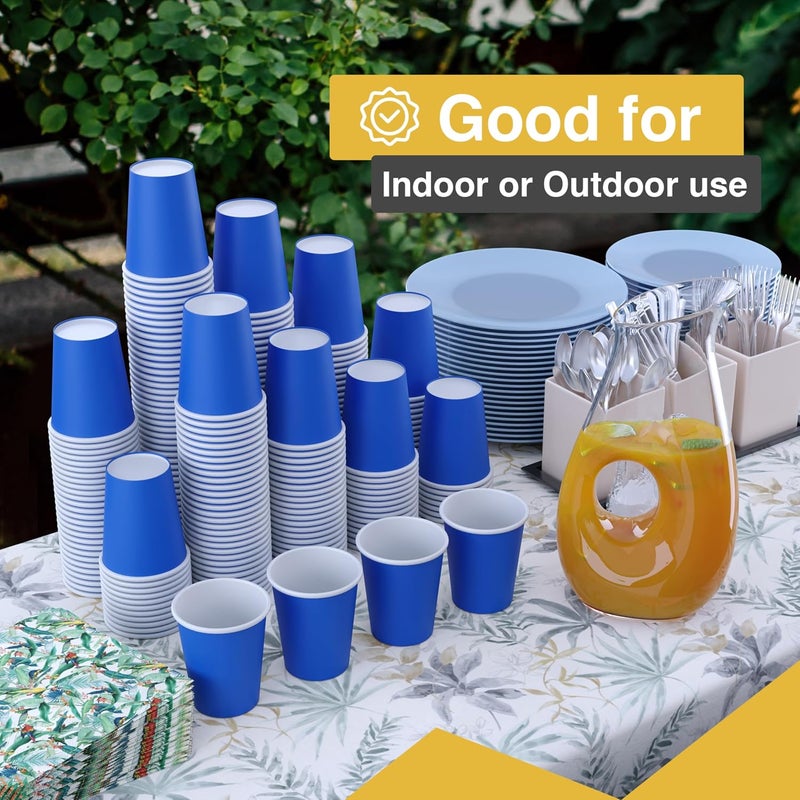 Party Solids أكواب ورقية صلبة للحفلات باللون الأزرق الداكن سعة 12 أونصة، أكواب قابلة للرمي متينة، 100 كوب ورقي للمشروبات الساخنة والباردة، كوب سميك 280 جرام للمشروبات الساخنة للشاي والقهئة للتناول الخارجي، ألوان ممتعة للحفلات والفعاليات - Image 2