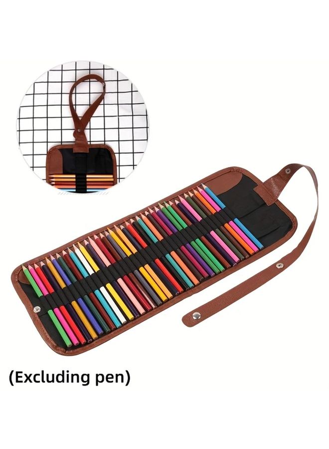12 Hole Pencil Roll Organizer Portable Pencil Case Multiple Compartments Sturdy Zipper Ergonomic Handle - Image 2