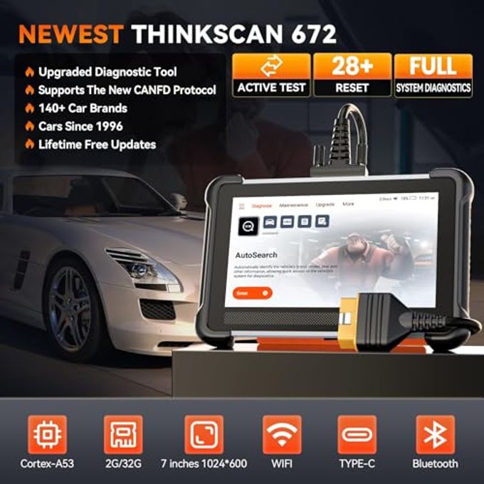 THINKCAR Bidirectional Scan Tool, Thinkscan 672 All System Obd2 Scanner Diagnostic Tool, 28 Reset,Scanner For Car With Active Test, Fca Autoauth,Canfd, Free Lifetime Upgrade,Automotive Diagnostic Tool - Image 5