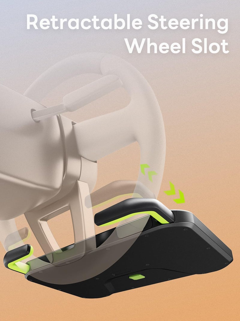 SAIJI Car Steering Wheel Desk with Retractable Slot, Car Food Tray with Anti-Scratch Silicone Steering Wheel Slot, Car Table Tray for Eating with Cup Holder, Multifunctional Travel Car Accessories - Image 3