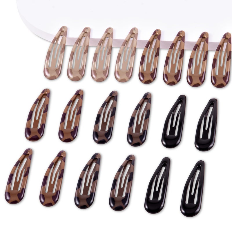 Cptots 20 PCS Metal Snap Hair Clips Water Drop No Slip Barrettes for Women Bright Small Hair Clips For Thick And Thin Fine Hair,Black Tortoiseshell,1.97 x 0.5 In. - Image 1