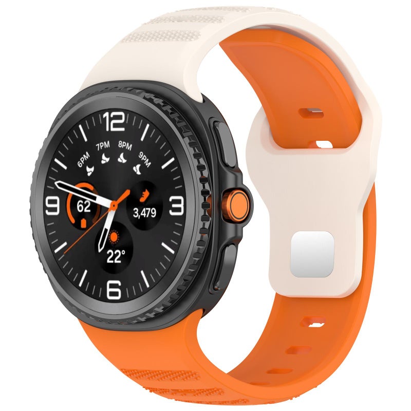 erorex For Samsung Galaxy Watch Ultra/Ultra 2025 Round Dots Silver Stud Buckle Silicone Watch Band(Orange Starlight) - Image 1