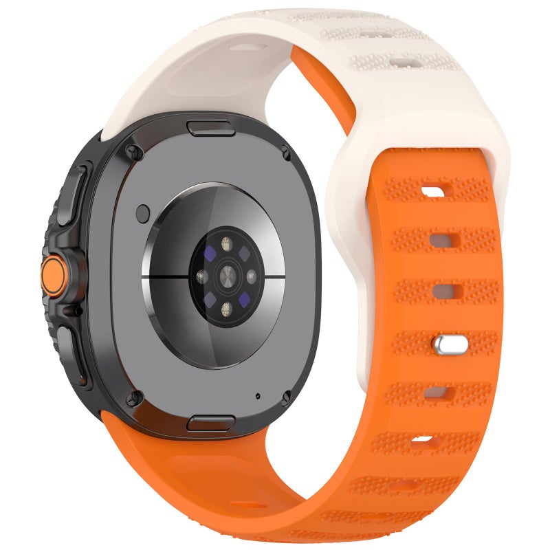 erorex For Samsung Galaxy Watch Ultra/Ultra 2025 Round Dots Silver Stud Buckle Silicone Watch Band(Orange Starlight) - Image 2