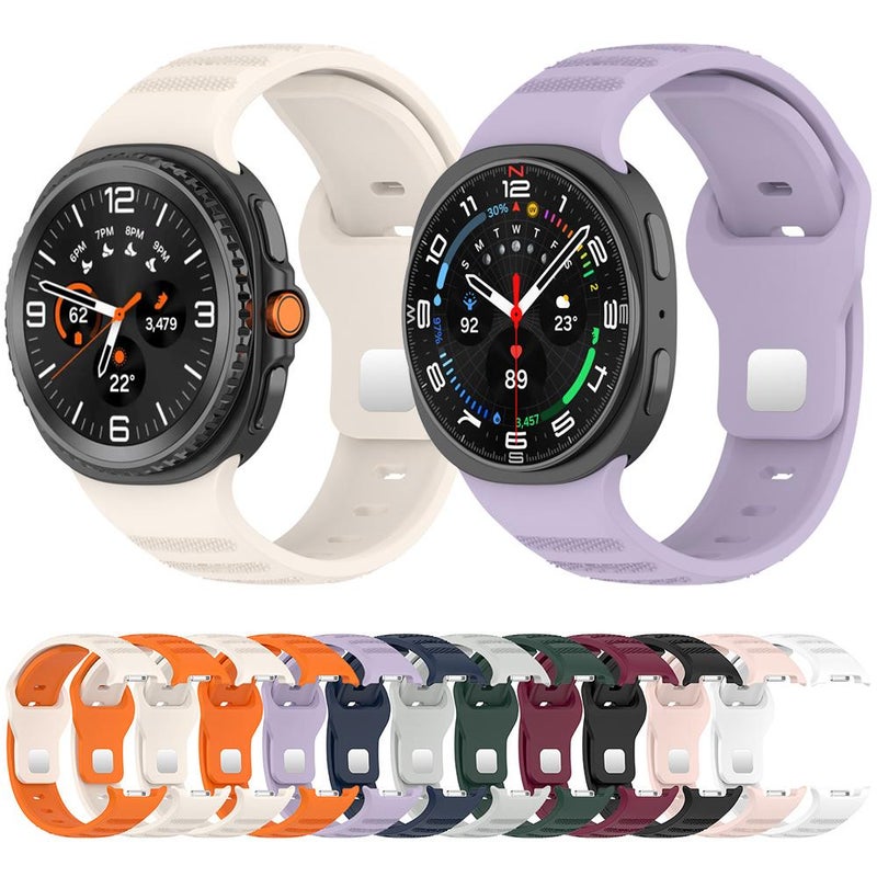 erorex For Samsung Galaxy Watch Ultra/Ultra 2025 Round Dots Silver Stud Buckle Silicone Watch Band(Orange Starlight) - Image 5