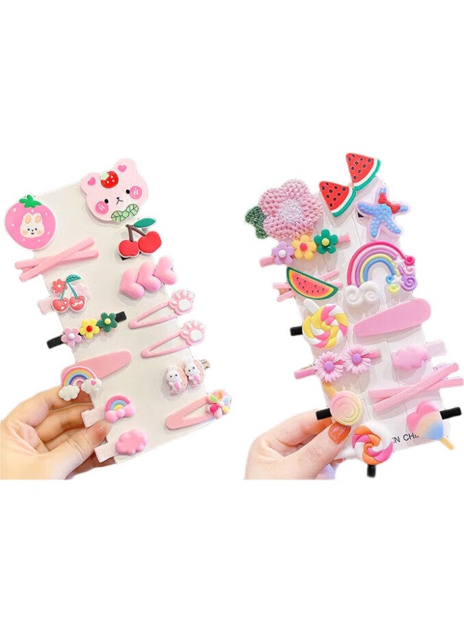 Uplus Baby Hair Accessories, Princess Hair Clips, Children'S Hairpins, Bb Clips, Hair Barrettes, 14-Piece Set, Strawberry Rabbit Design - Image 1