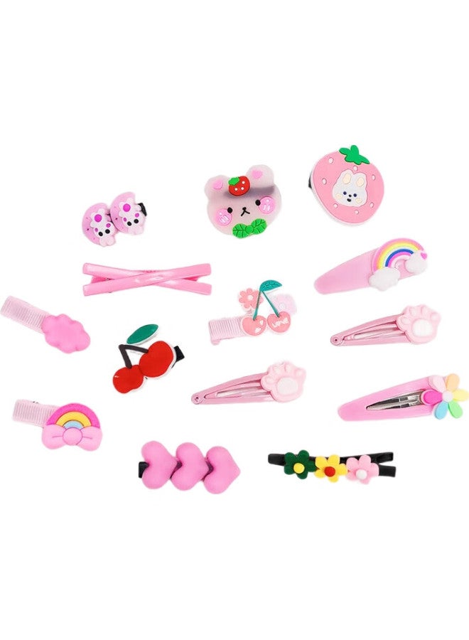 Uplus Baby Hair Accessories, Princess Hair Clips, Children'S Hairpins, Bb Clips, Hair Barrettes, 14-Piece Set, Strawberry Rabbit Design - Image 2