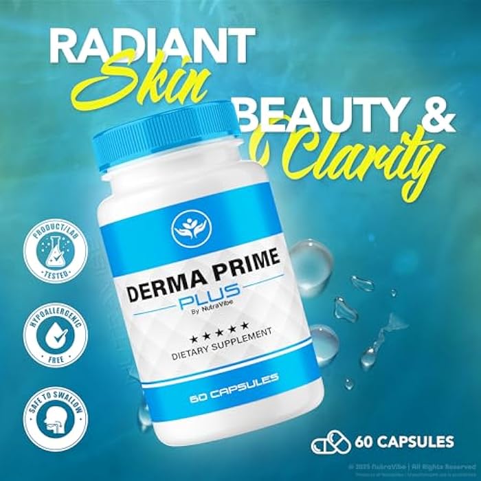NutraRize (2 Pack) Derma Prime Plus Pills – Daily Clear Face & Skin Balancing Formula with a Clean, Natural Formula to Support Hydration, Smooth Texture & a Healthy, Radiant-Looking Skin (120 Capsules) - Image 3