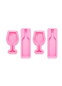 Y&D 4 Pieces Silicone Keychain Mold Mini Glass Goblet Tumbler Bottle Shape Fondant for DIY Pendant Trinket Luggage Tag Pudding Jelly Shots Desserts Candy Cake  - Image 1