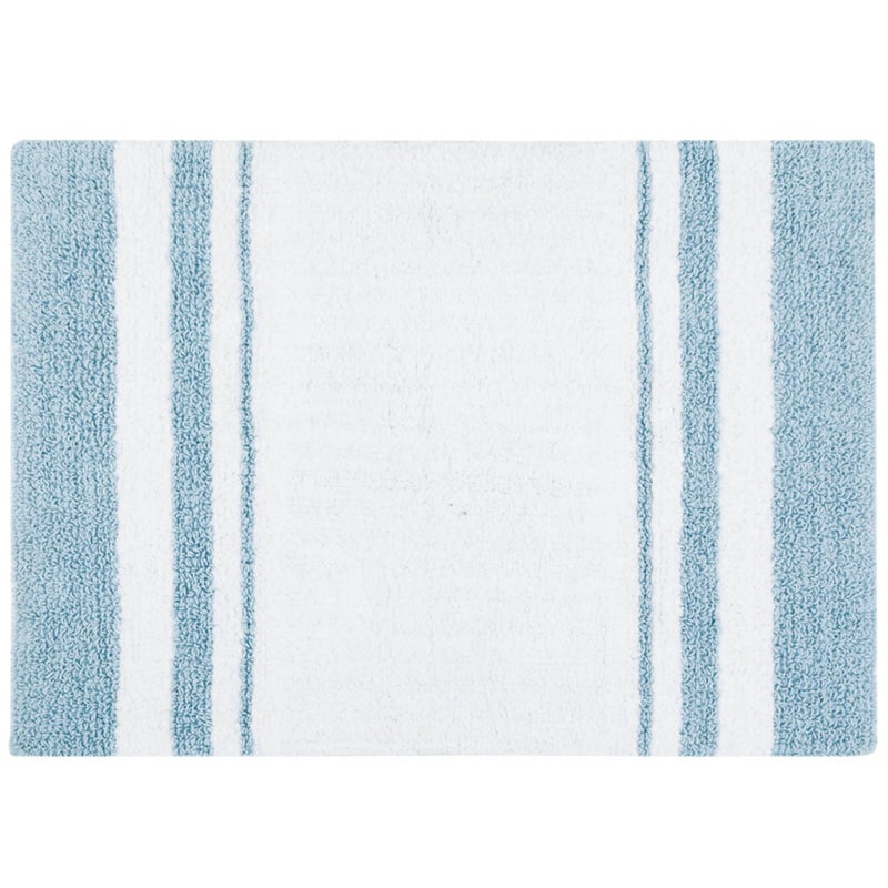 Madison Park Reversible Spa Rug 100Cotton Striped Ultra Soft Water Fast Bath NonSlip Absorbent Quick Dry Mats for Tub Shower Room and Bathroom 27x45 Blue MP726211
