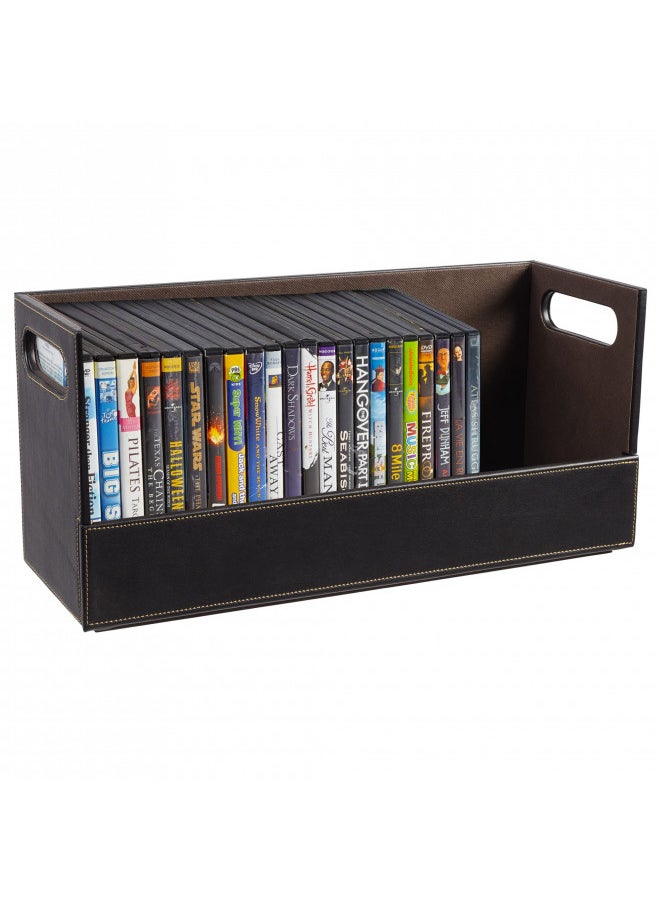 Stock Your Home DVD Storage Box, Movie Shelf Organizer for Blu-Ray, Video Game Cases, CDs, VHS Tape Display Stand, Disc Holder Can Store Up to 28 DVDs, Faux Leather (Brown) - pzsku/Z2DB8CA42E5B789231578Z/45/_/1728155297/571a851a-8c79-4da0-8203-2e910b295a2d