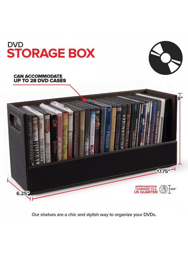 Stock Your Home DVD Storage Box, Movie Shelf Organizer for Blu-Ray, Video Game Cases, CDs, VHS Tape Display Stand, Disc Holder Can Store Up to 28 DVDs, Faux Leather (Brown) - pzsku/Z2DB8CA42E5B789231578Z/45/_/1728155302/d2edc4ae-8b70-4f2f-a015-5305462d549b