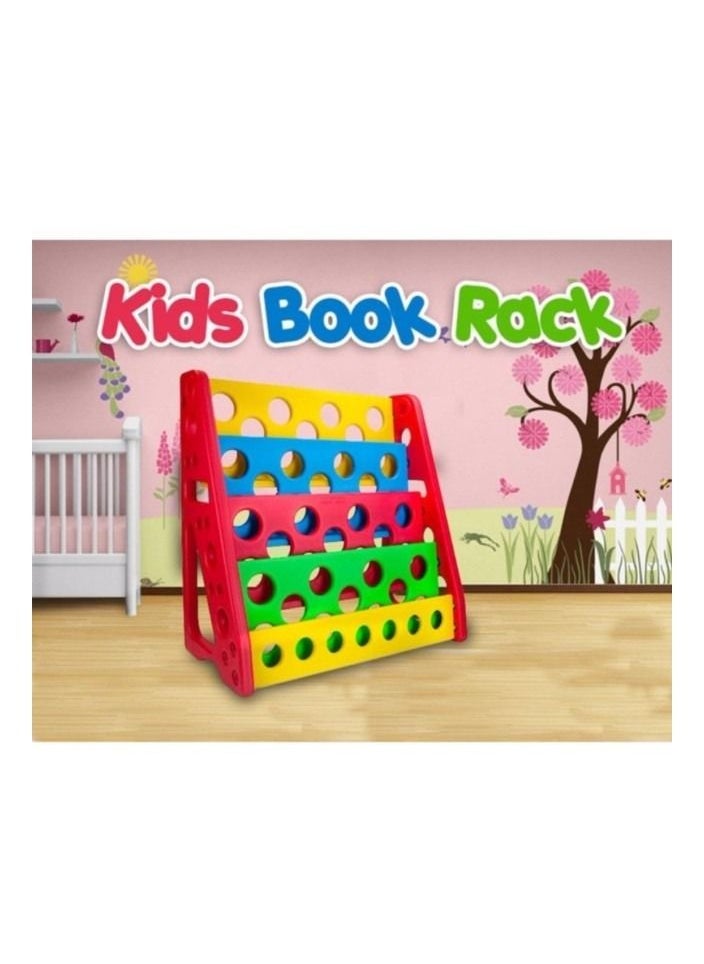 EMZJ - 4-Tier Bookshelf Organizer Book Shelf Children Bookcase KidsToys Storage Shelve Playroom Bookcases Toy Organiser - Image 1
