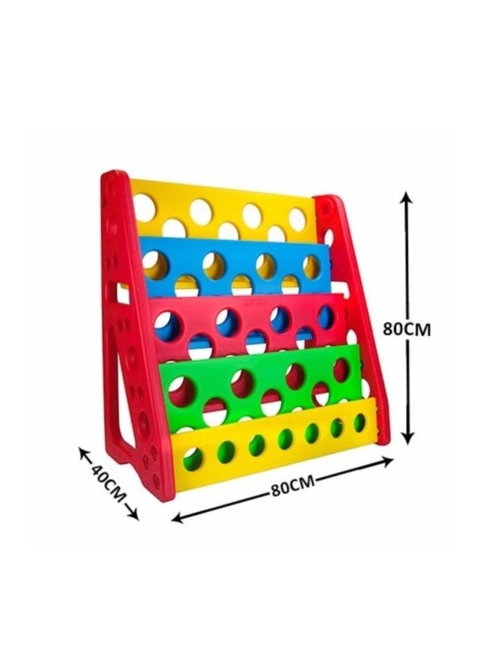 EMZJ - 4-Tier Bookshelf Organizer Book Shelf Children Bookcase KidsToys Storage Shelve Playroom Bookcases Toy Organiser - Image 1
