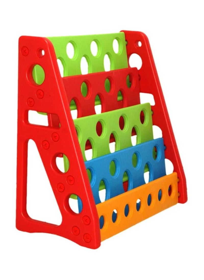 EMZJ - 4-Tier Bookshelf Organizer Book Shelf Children Bookcase KidsToys Storage Shelve Playroom Bookcases Toy Organiser - Image 1
