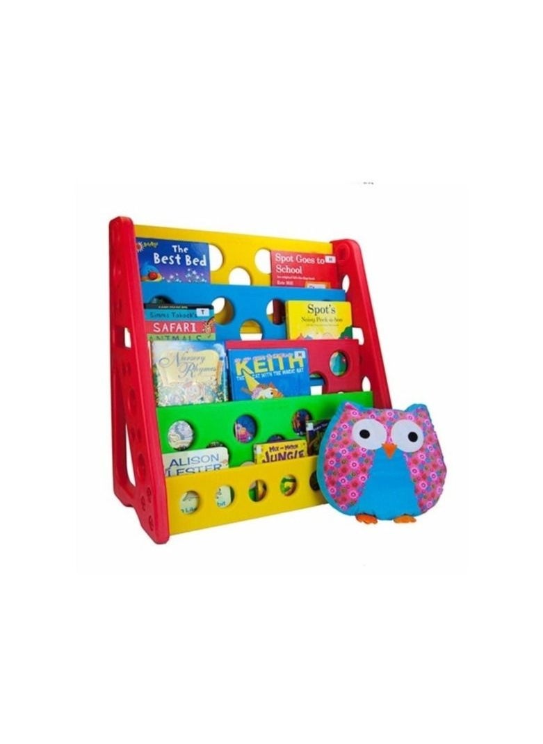 EMZJ - 4-Tier Bookshelf Organizer Book Shelf Children Bookcase KidsToys Storage Shelve Playroom Bookcases Toy Organiser - Image 1