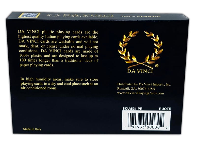 DA VINCI Ruote, Italian 100% Plastic Playing Cards, 2-Deck Poker Size Set, Regular Index, w/2 Cut Cards - Image 2