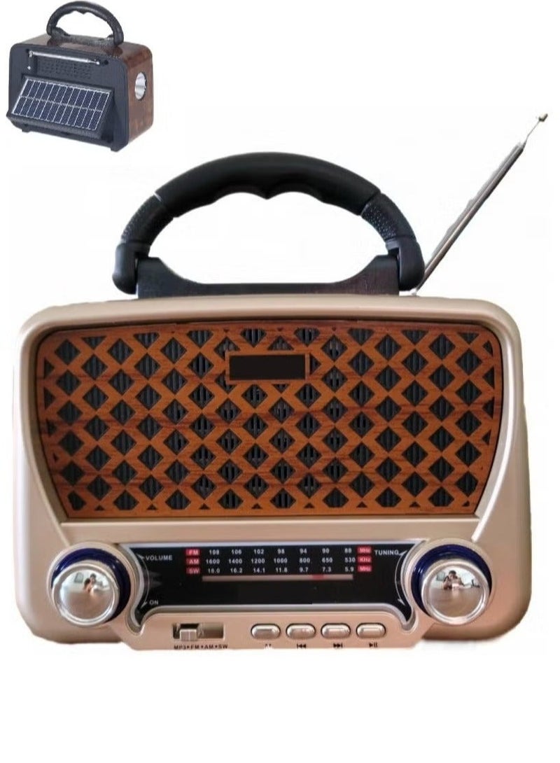 Denx Rechargeable Radio, Portable Radio AM FM Transistor with Best Sound, Solar/Battery Operated Radio, Support TF Card/USB Playing - Image 1