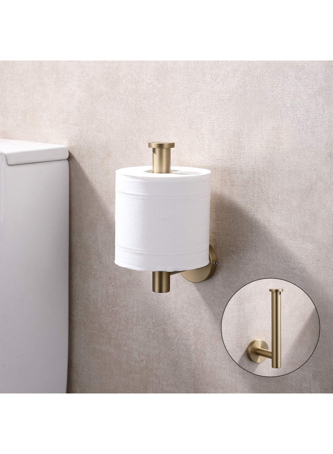TASTOS Brushed Gold Toilet Paper Holder SUS304 Stainless Steel, Modern Round Tissue Roll Holders Wall Mount, Toilet Paper Roll Dispenser Bathroom 5 inch TP Holder for Kitchen Washroom - Image 2