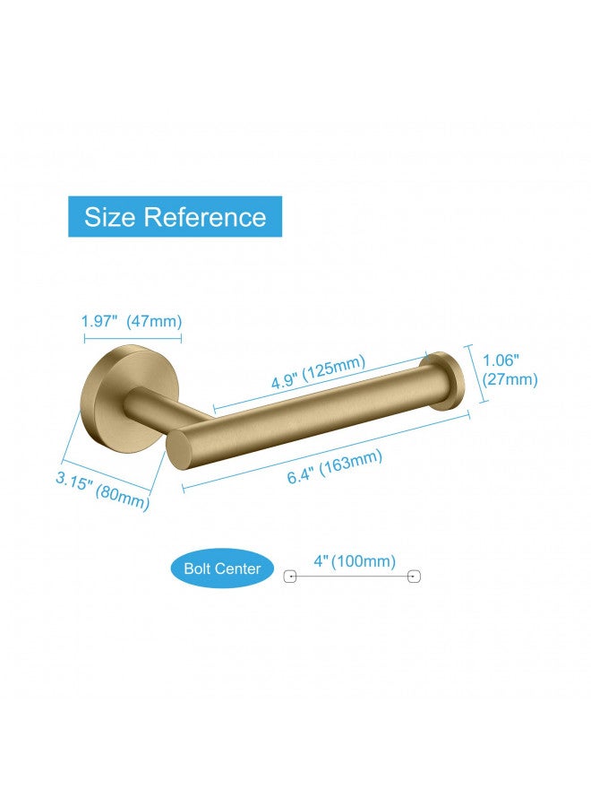 TASTOS Brushed Gold Toilet Paper Holder SUS304 Stainless Steel, Modern Round Tissue Roll Holders Wall Mount, Toilet Paper Roll Dispenser Bathroom 5 inch TP Holder for Kitchen Washroom - Image 3
