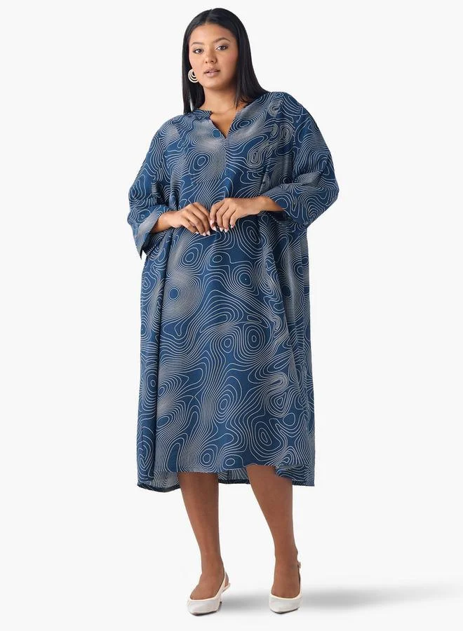  أولا بوبكن Plus Size Ulla Popken Printed A-line Dress