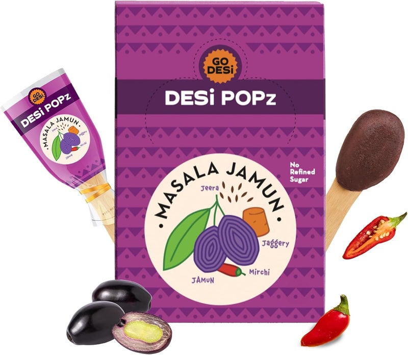 GO DESi POPz Masala Jamun Lollipops - 40 Pieces of Sweet and Spicy Fruit Snacks - Image 1