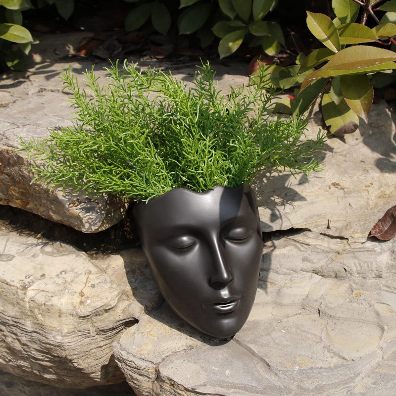 Yuccasly Face Vase,Ceramic Female Form Vase,Modern Sculpture Planter Pot,Human Face Dried Flower Shaped Vase,Wall Hanging Plant Pot for Home Decor Centerpieces, Office or Outdoor Hanging Decor - Image 5