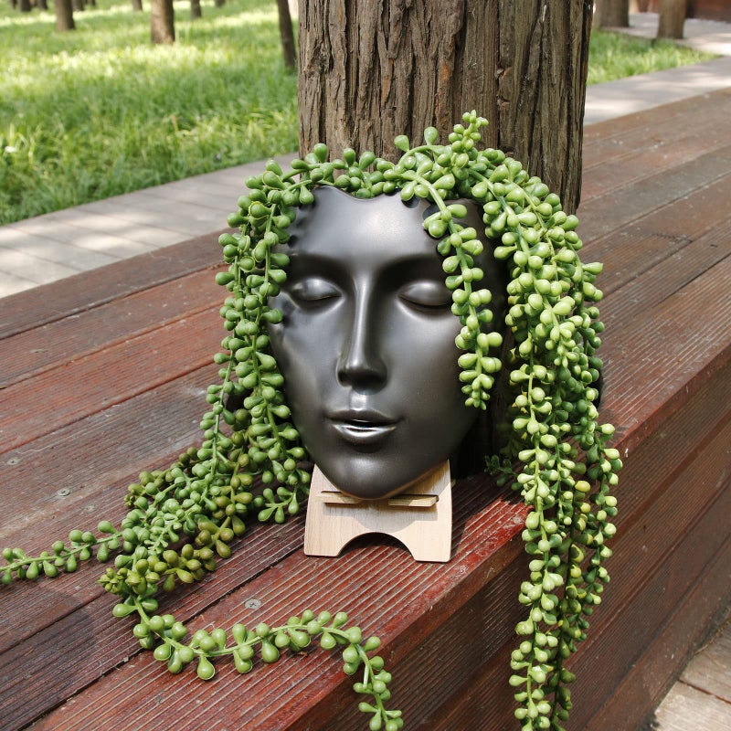 Yuccasly Face Vase,Ceramic Female Form Vase,Modern Sculpture Planter Pot,Human Face Dried Flower Shaped Vase,Wall Hanging Plant Pot for Home Decor Centerpieces, Office or Outdoor Hanging Decor - Image 4