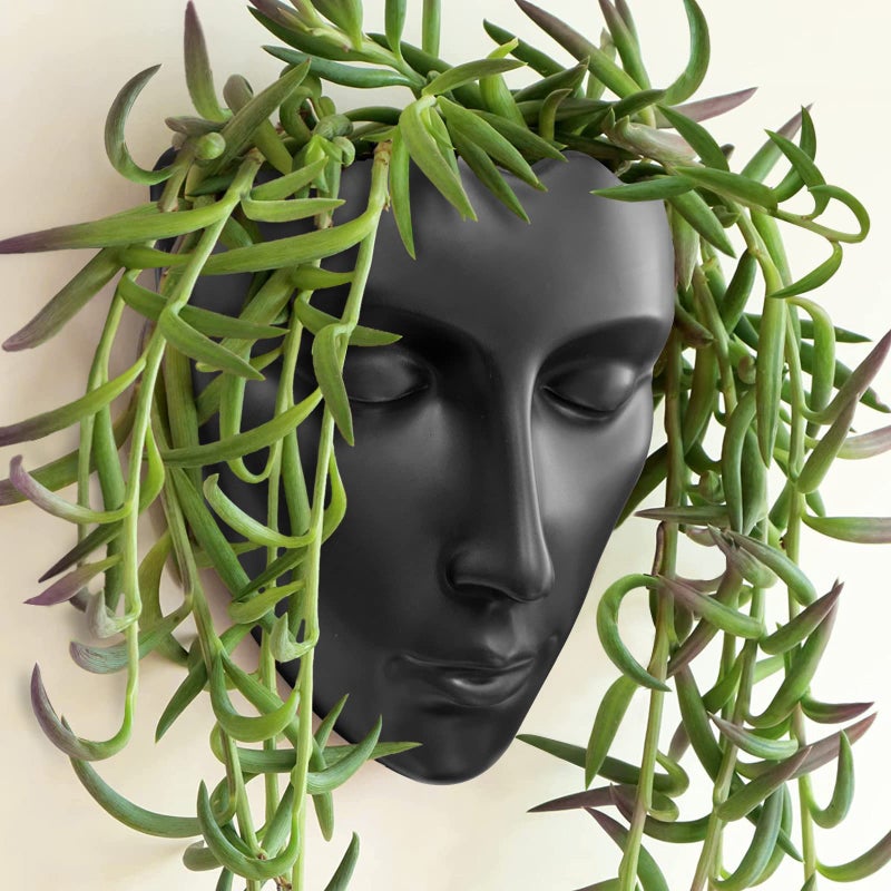 Yuccasly Face Vase,Ceramic Female Form Vase,Modern Sculpture Planter Pot,Human Face Dried Flower Shaped Vase,Wall Hanging Plant Pot for Home Decor Centerpieces, Office or Outdoor Hanging Decor - Image 1